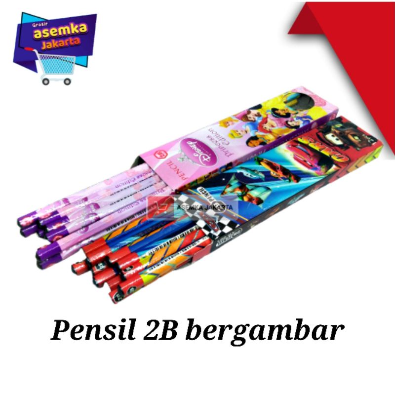 Pensil 2B 12pcs Bergambar kartun grosir