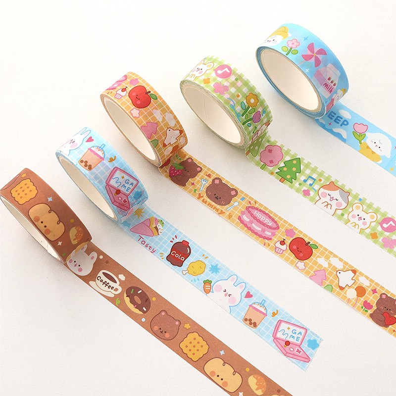 

1 roll Washi Tape Lucu Bear Bunny Gaya Korea Dekorasi Buku Journal Scrapbook DIY