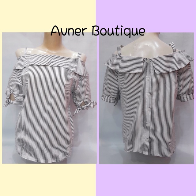 Blus Sabrina Cantik motif Salur Garis