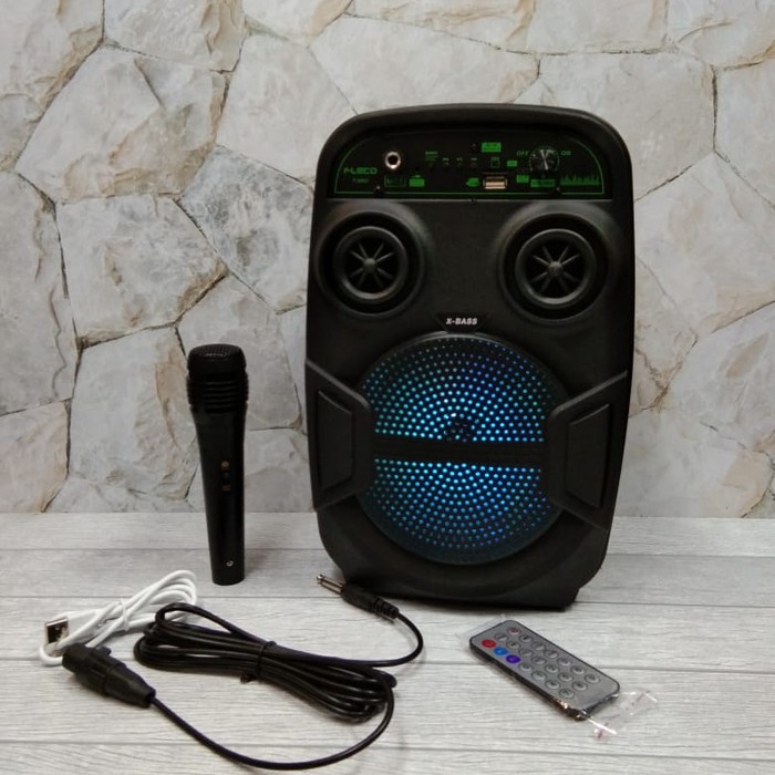 Speaker Bluetooth FLECO F-6603LED/F 6603LED Speaker Portable FLECO 6.5 SUPER BASS +BONUS MIC