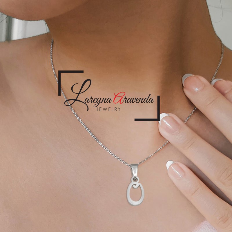 Kalung + Liontin Unisex Titanium Asli Model Inisial HURUF ABJAD A-Z KL050 PART 2