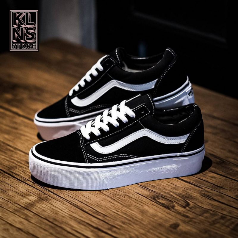 SEPATU VANS ORIGINAL 100% / VANS OLD SKOOL BLACK WHITE PLATFORM