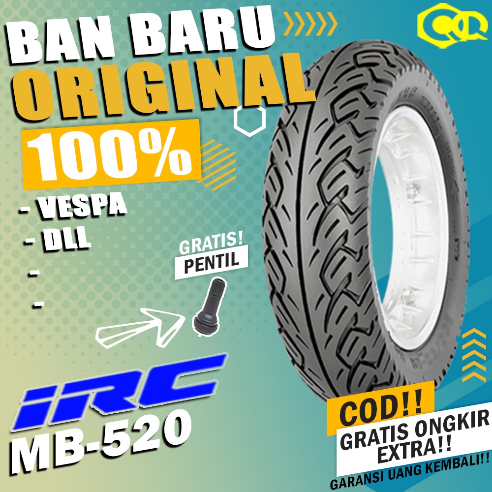 BAN MOTOR VESPA MATIC RING 10 BAN IRC RING 10 AKSESORIS BAN MOTOR TUBLES IRC MB520 120/80 RING 10
