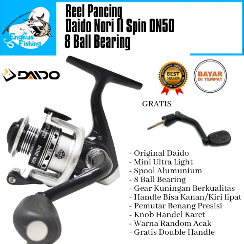 Reel Pancing Mini Daido Nori II Spin DN50 (8 Bearing) Gratis Handle Murah