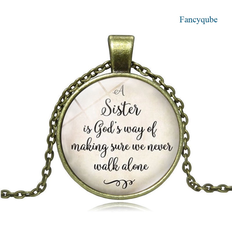 Fancyqube Kalung Tulisan Quotes A Sister Is God 's Way Of Maker We Never Walk Alone Untuk Hadiah Perhiasan