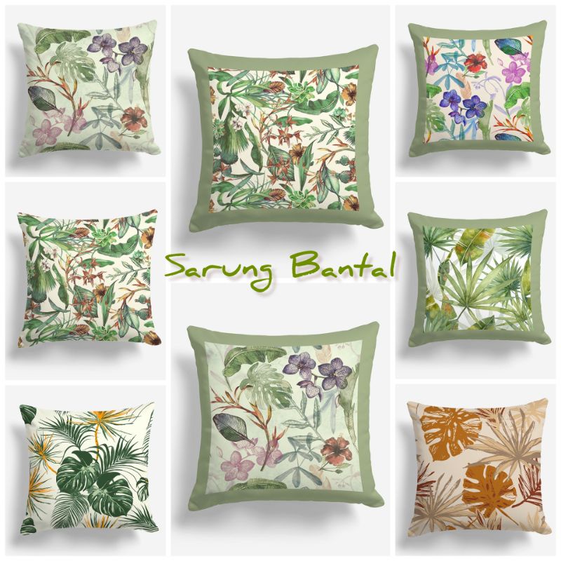 SARUNG BANTAL SOFA PRINT MOTIF DAUN BARU NEW LEAF 40X40 CM