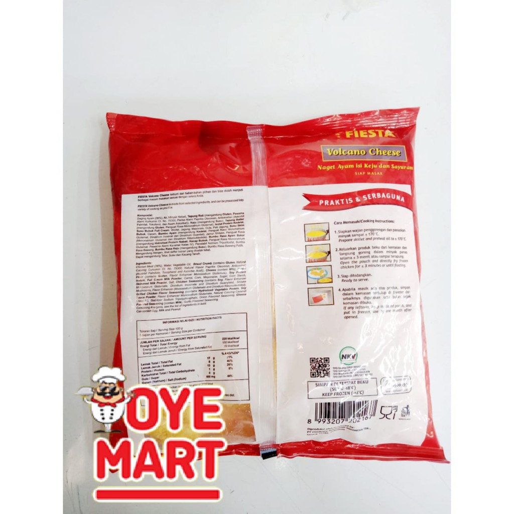 FIESTA VOLCANO CHEESE 500GR NAGET AYAM ISI KEJU DAN SAYURAN