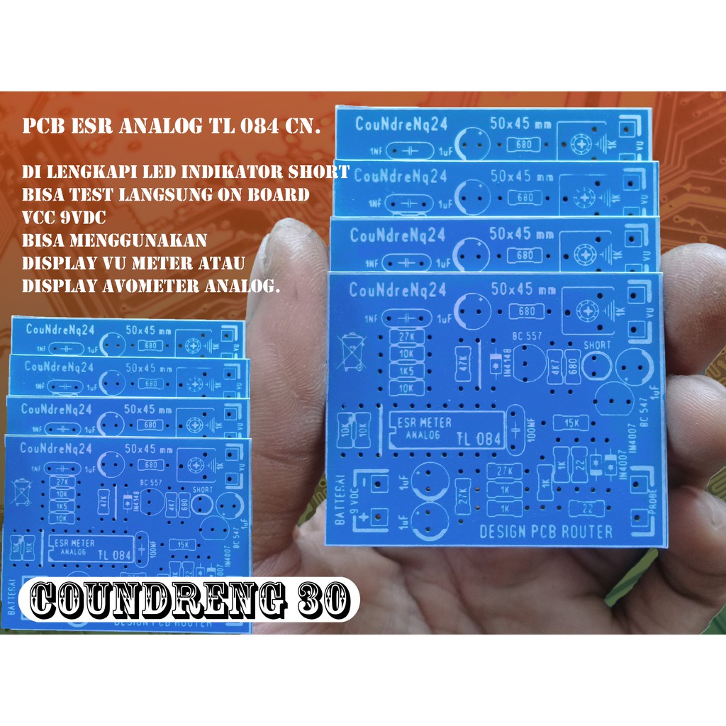 PCB ESR METER ANALOG TL084 CN { ESR ANALOG TL084CN }