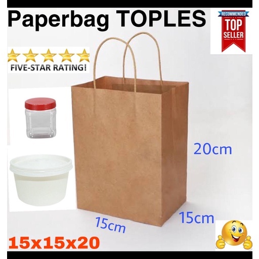 

PAPERBAG TOPLES POLOS UKURAN 15X15X20CM / PAPERBAG TAKE AWAY / TAS KERTAS POLOS MIN ORDER 20PCS