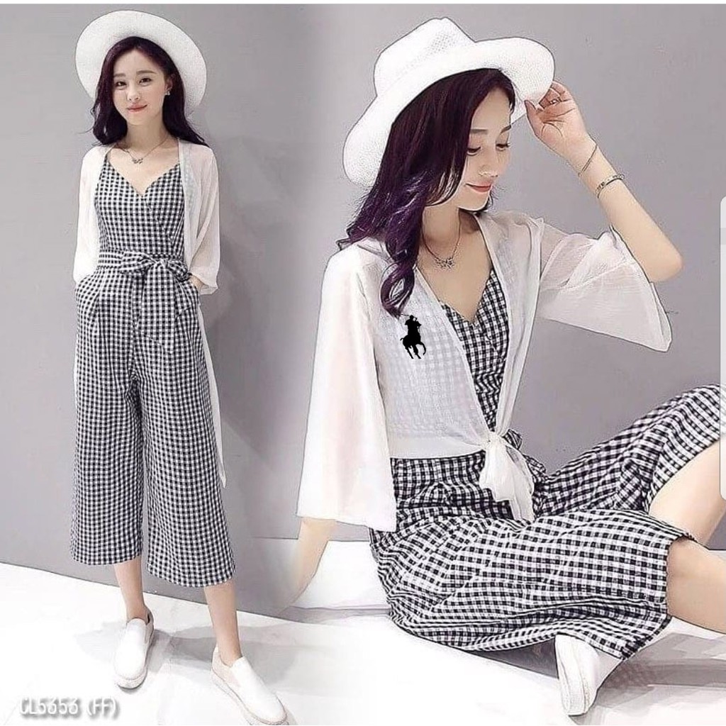 *[HNFK] Setelan Overall / Setelan 2in1 Popol / Set wanita Overal One Set Lengan Kekinian