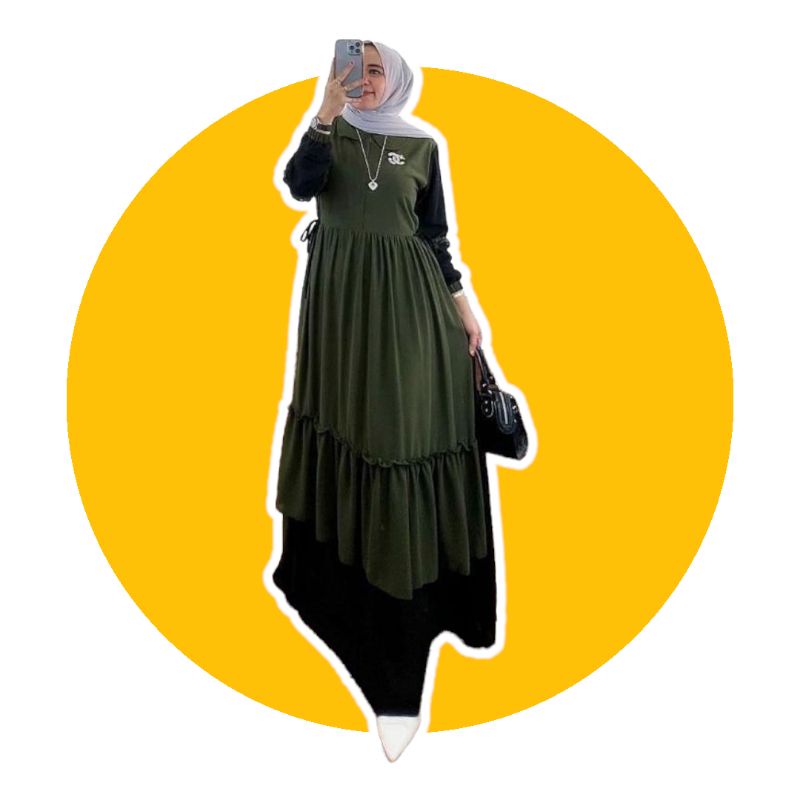 Gamis Prianka Dress Muslim Ceruty Armany Premium Polos Looklike Spasy