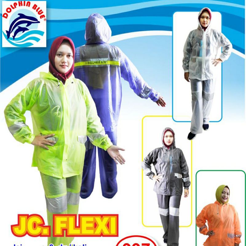 Setelan Jas Hujan Jaket Celana Flexi Dolphin - Mantol Dewasa Murah