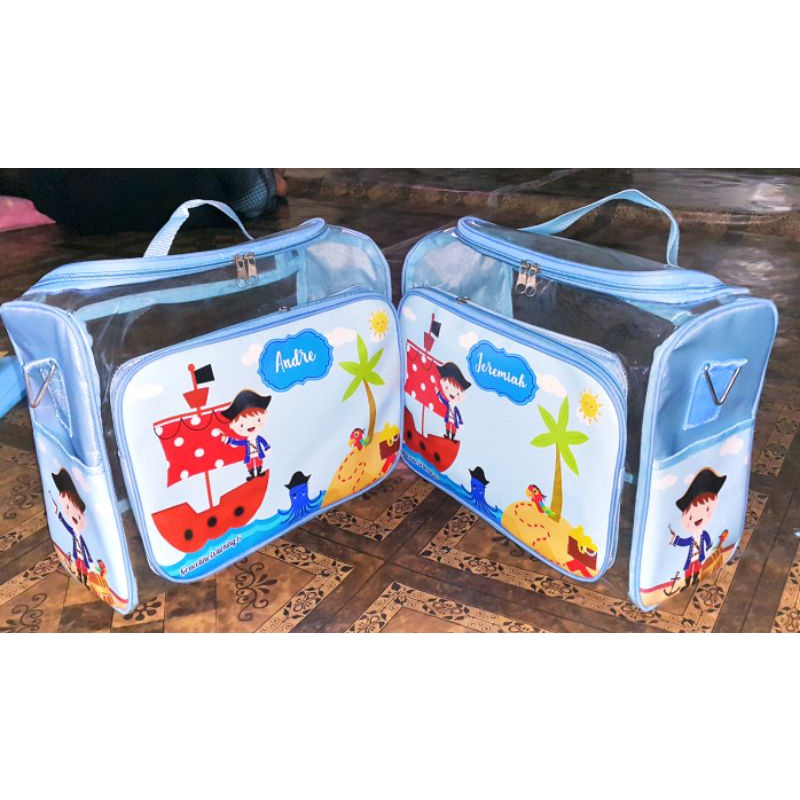 Tas slempang saku mika souvenir gambar printing castem.free desain gambar plus foto