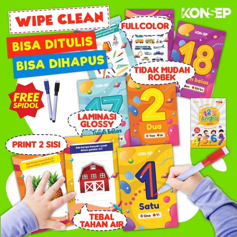 [FREE SPIDOL] Konsep Flashcard Wipe and Clean / Flash Card / Mainan Edukasi Kartu