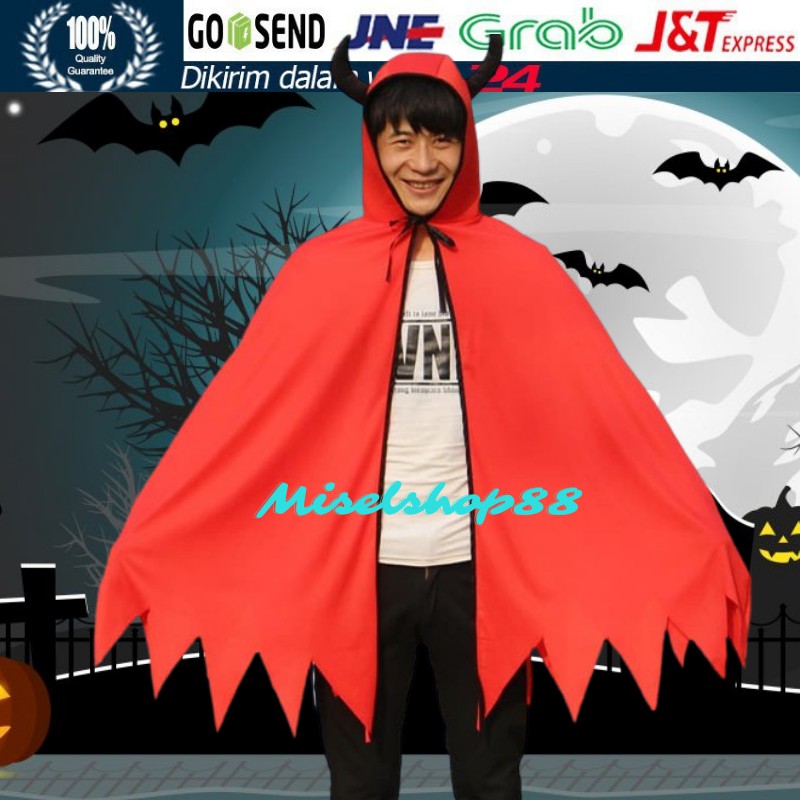 JUBAH TANDUK DEVIL KOSTUM HALLOWEEN MURAH COSPLAY SERAM HALLOWEEN