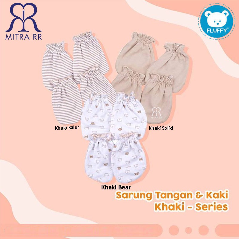 [3 PASANG] Sarung Tangan &amp; Kaki Karet Fluffy Newborn 0-3 Bulan