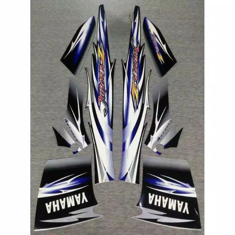 Striping sticker lis body yamaha jupiter z burhan 2007 hitam silver biru