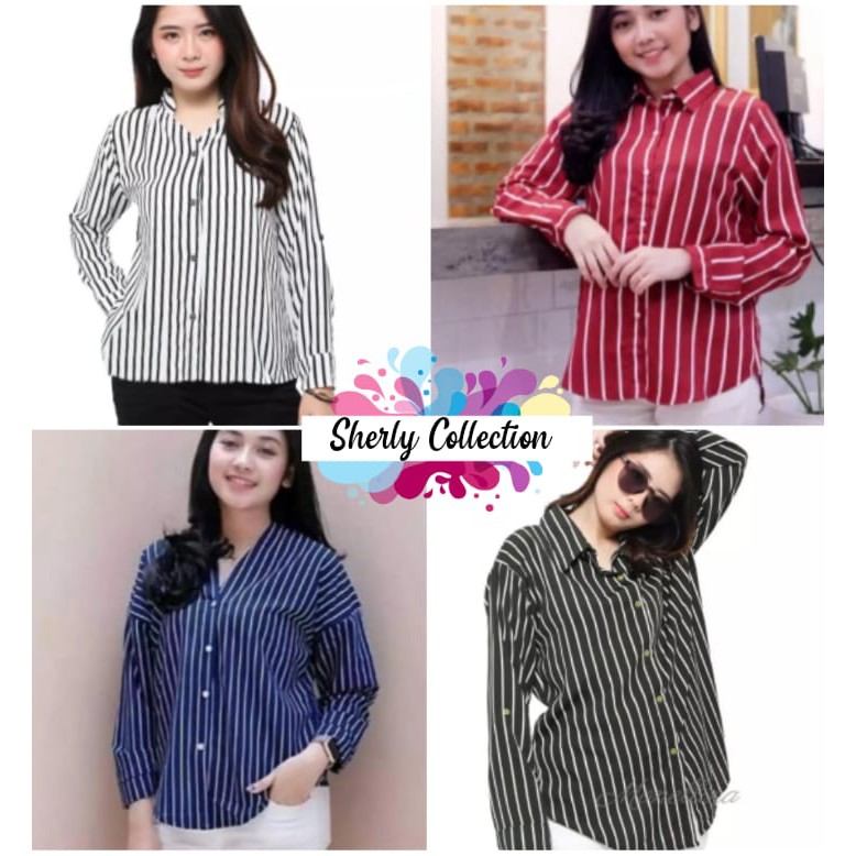 Kemeja Wanita Salur/Kemeja Salur Monalisa/Atasan Wanita Salur