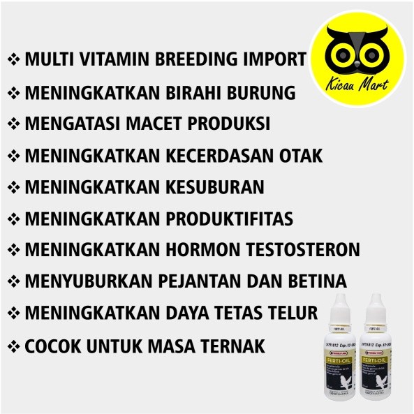 VITAMIN OBAT TERNAK BREEDING BURUNG MURAI LOVEBIRD KENARI KACER FERTI OIL 20 ML VERSELE LAGA FERTI20