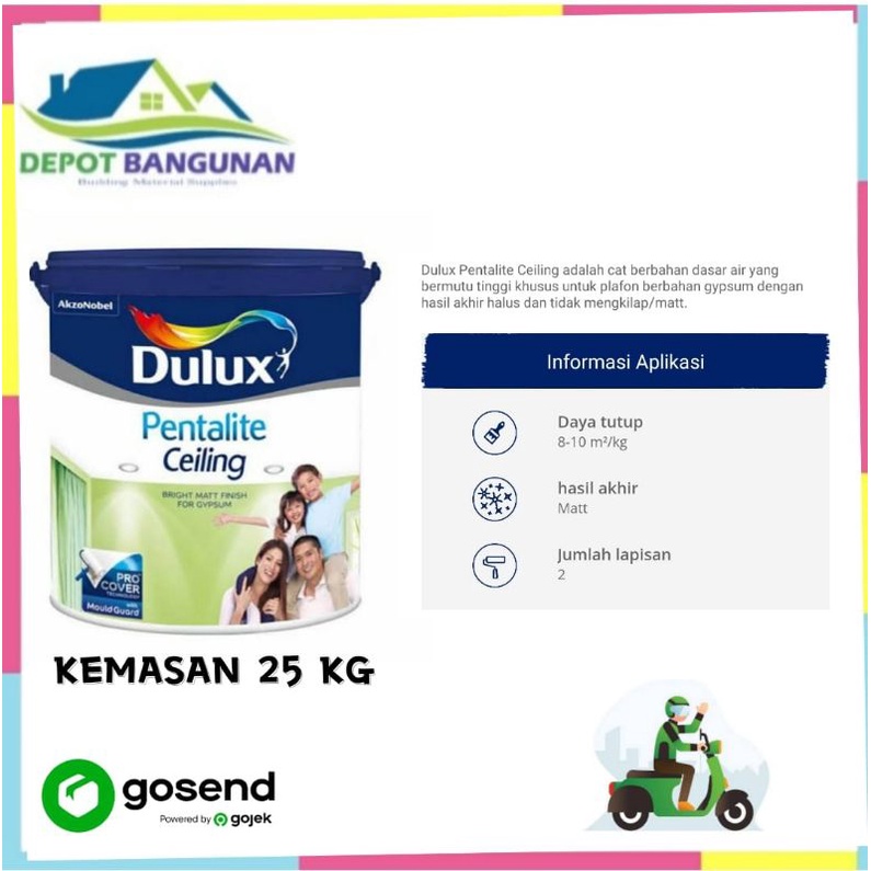 Cat Plafon Cat Gypsum Cat Dulux Pentalite Ceiling. Matt White 25 KG