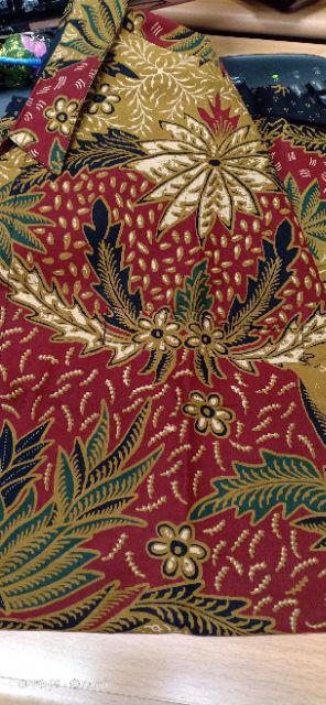 Sekartaji Sogan Pendek Kemeja Batik Pria Katun Cabut Primisima Full Furing