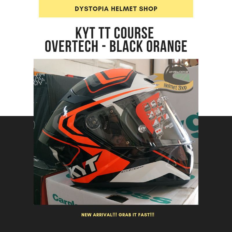 KYT TT Course Overtech Black Orange - Helm KYT Fullface Original