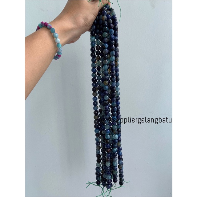 natural APATITE serat 10mm bahan aksesoris gemstone premium biru ungu bahan kalung gelang anting strap mask kerajinan tangan craft citayam fashion week etink vintage elegan bali manik crystal perhiasan