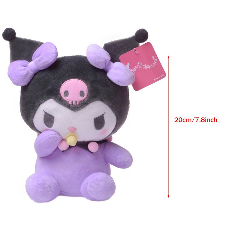 20cm Boneka Kawaii Kuromi 8inch Plushee Doll Soft Stuffed Toy Kids Girls Gift Collectible Mainan