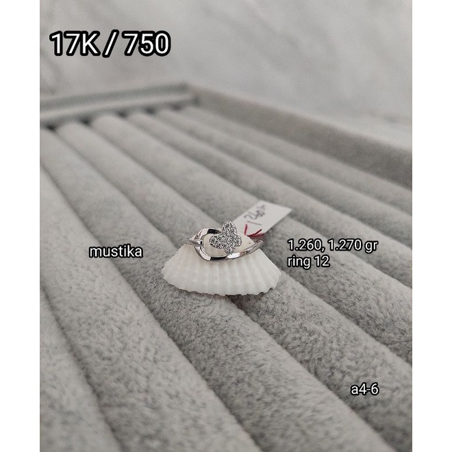 Cincin putih model kupu-kupu 17K / 750