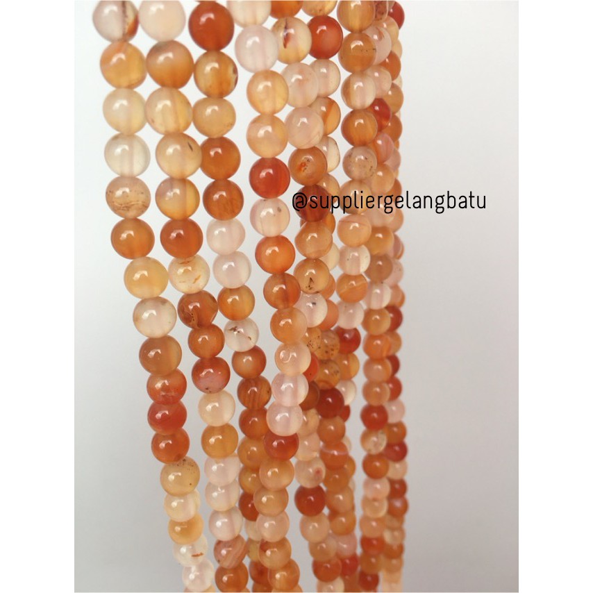 Carnelian Putih Orange Natural Stone Batu Perhiasan Fashion 6mm Akik Bacan Renteng Natural Akik Kayu