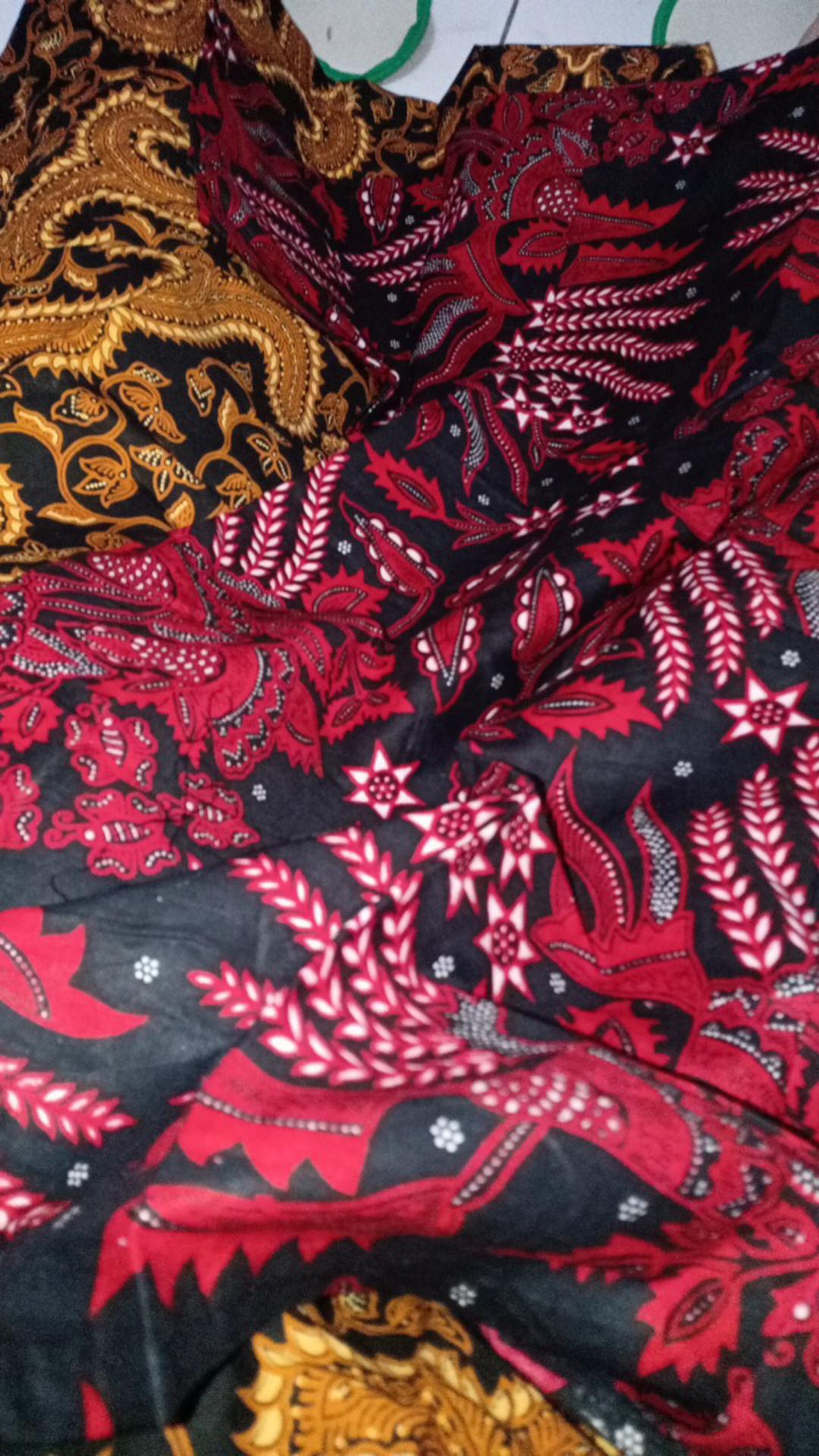 Nabila Batik Jumbo M / 10xl Kemeja Lengan Pendek Motif Manggar Merah Murah Batik Jumbo