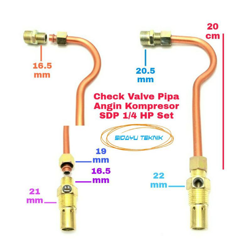 Check Valve Pipa Angin Kompresor SDP 1/4 HP Set
