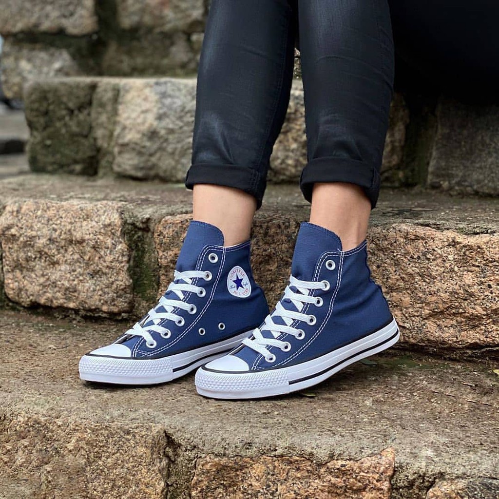 Sepatu Converse Impor High Tinggi Biru Navy Sneakers Kets Pria Wanita Sekolah kerja kuliah Cewek