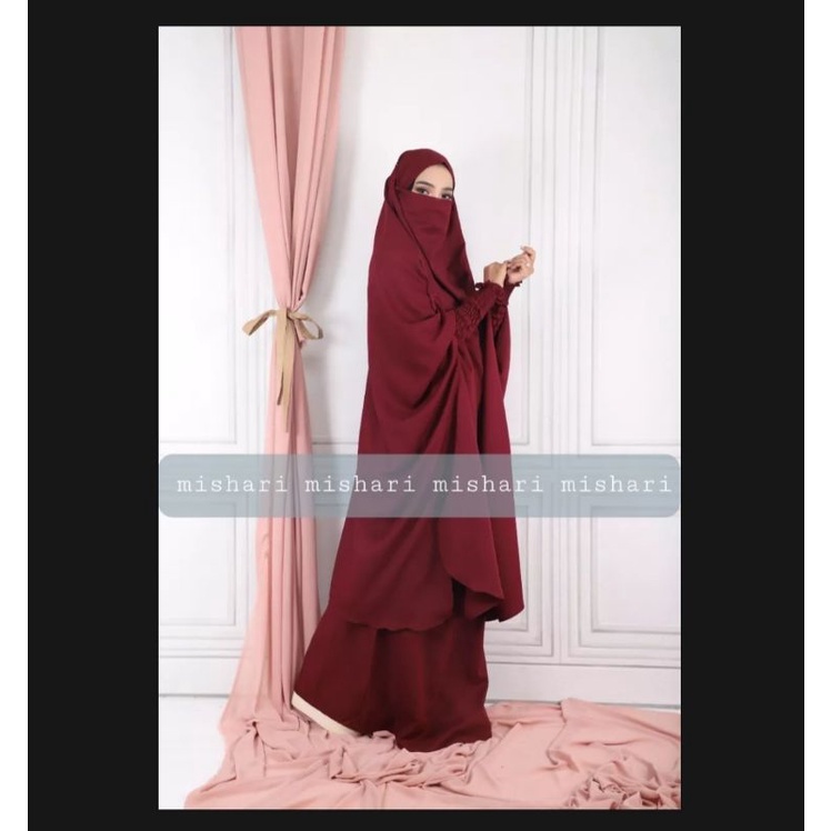 French khimar Set Rok/khimar tangan smok/French hijab