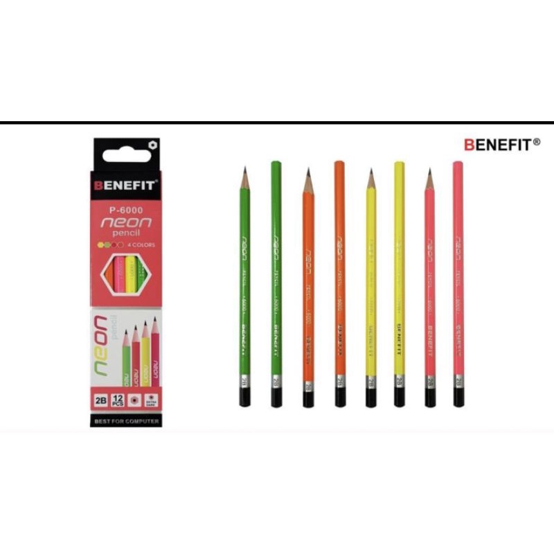 (12pc) PENSIL 2B BENEFIT/PENSIL GOLD/PENSIL PASTEL/2B PENCIL-P-6000 NEON