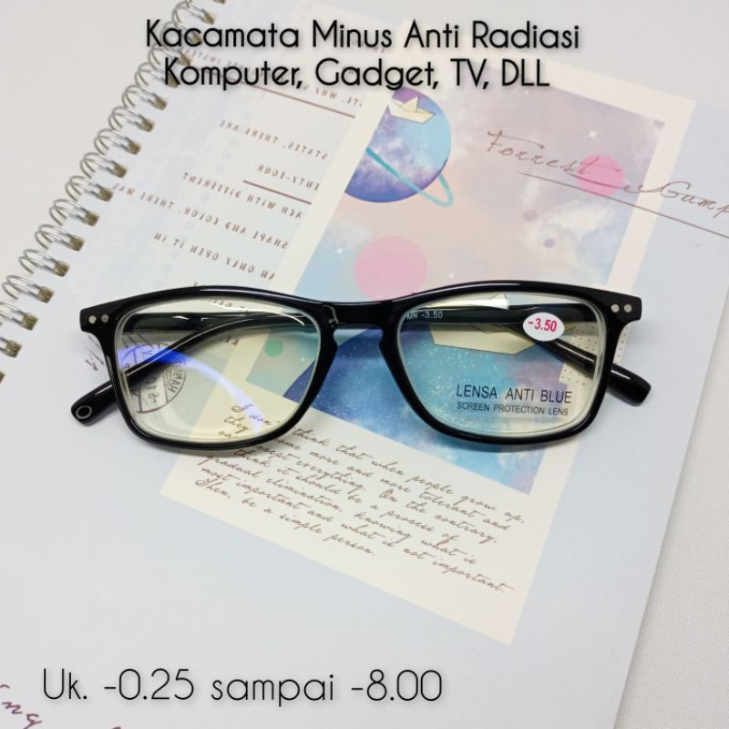 KACAMATA MINUS + LENSA Anti Radiasi (BLURAY) Kacamata Pria Wanita Free BOX + LAP / COD / Terlaris