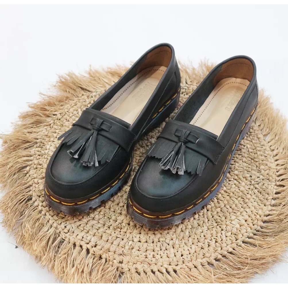 Sepatu Dokmart Wanita Loafer Kulit Cokelat Bros Up