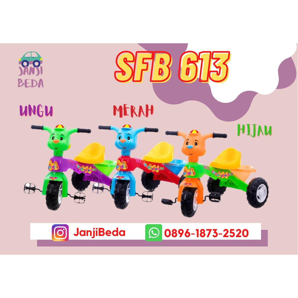 Mainan Anak Tolocar Sepeda Roda Tiga Plastik Tricycle SFB 613 SHP Toys Maenan Dorong Tunggang
