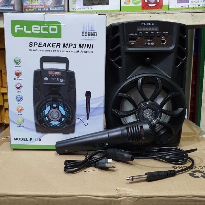 Speaker Bluetooth FLECO F-410/F410 Speaker Portable Wireless SUPER BASS BONUS MIC