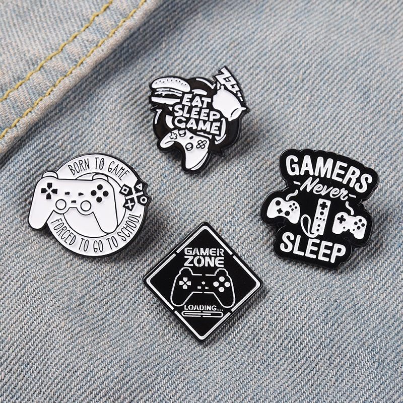 Gamer Enamel Pin Gaming Quote Brooches Video Game Player Teen Boys Hat Shirt Metal Badges Gift for Geeks-n-Gamers