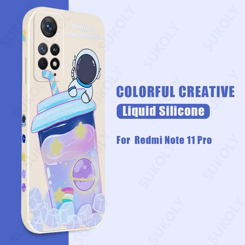 XIAOMI Case Bentuk Kotak Desain Astronot Es Krim NFC X3 Pro Poco M3 M2 Redmi Note 7 Pro Note 8 Pro Note 9 Pro Note 10 Pro Note 11 Pro Redmi 8 9 10 9A 9T 9T 9T