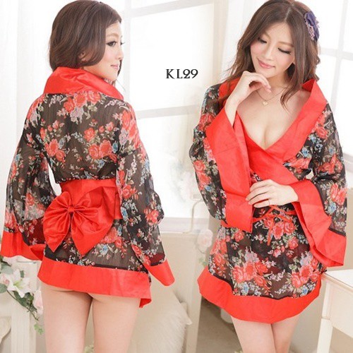 [BISA COD] KIMONO LINGERIE BAJU TIDUR KIMONO WANITA PIYAMA KIMONO MOTIF BUNGA KL29