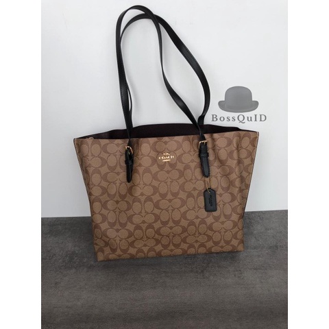 Coach Mollie Tote In Signature Canvas Khaki Black