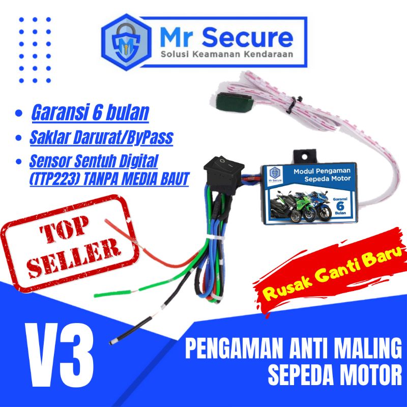 Jual Pengaman Anti Maling Sepeda Motor - Master Secure V3 - Sensor ...