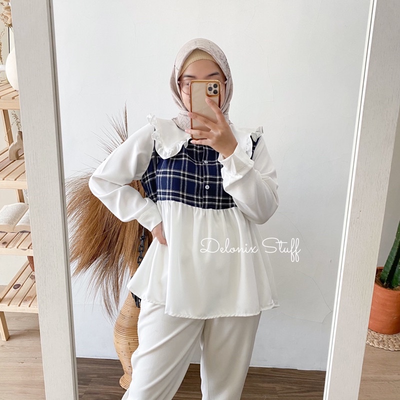 Shelby flanel peplum top