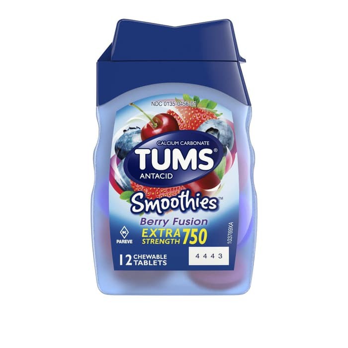 TUMS ANTACID 750 SMOOTHIES BERRY ( 12 Tablets ) / Obat Maag