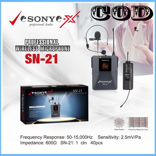 TERBARU Sony Mik/Microphone Wireless SN 21 Mic Bandol + Clip On Wireles MULTIFUNGSI MANTAP