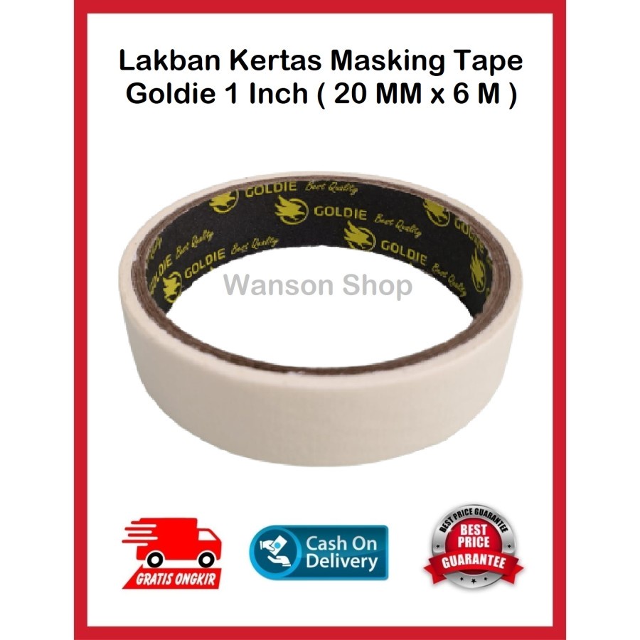 

LAKBAN KERTAS MASKING TAPE WARNA CREAM 1 INCH 20 MM X 6 M