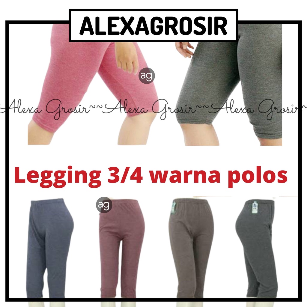 Legging Warna 3/4 Bahan Spandex Rayon Warna Merah, Abu,Tiramisu,Biru 3/4 Size 3L sembur