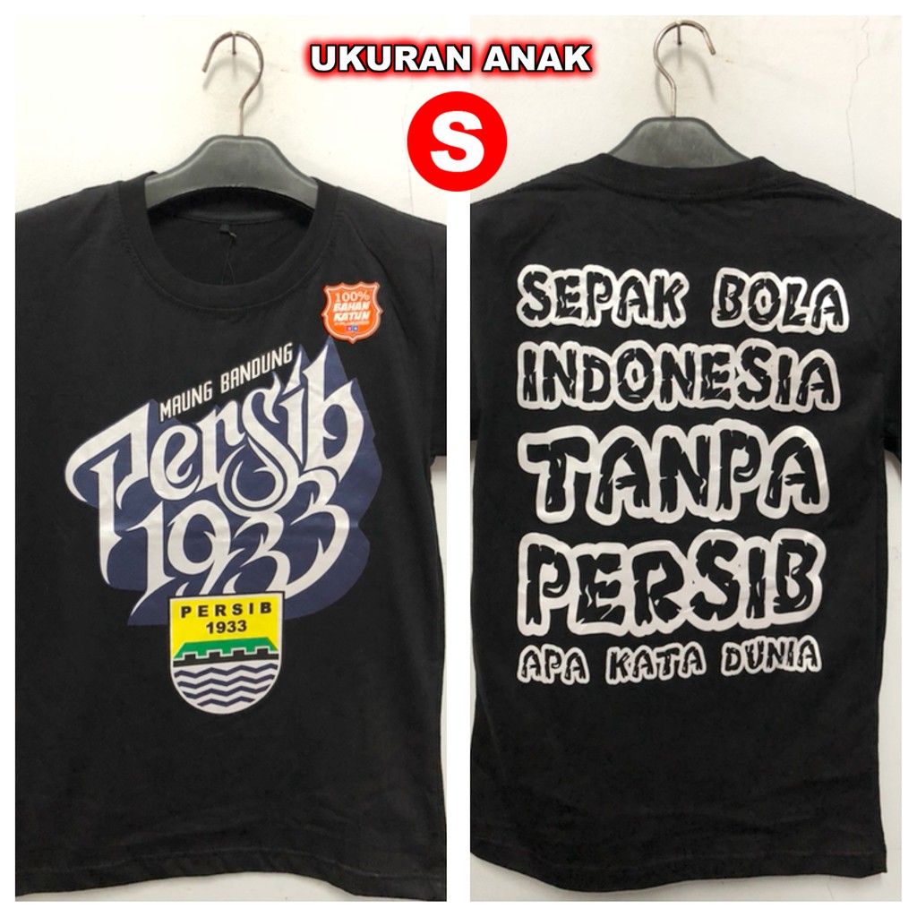 Baju Tshirt Kaos  Distro Bola Xp Persib Kids Kata Dunia Black